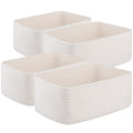 4 Pack Small Storage Shelf Baskets for Organizing, Mini Woven Rope Storage Bins for Towels, Cute Decorative Closet Organizer，Baby Nursery, Gift Empty Baskets -13''Lx8.66''Wx5.11''H-White-Ruum Studio Home