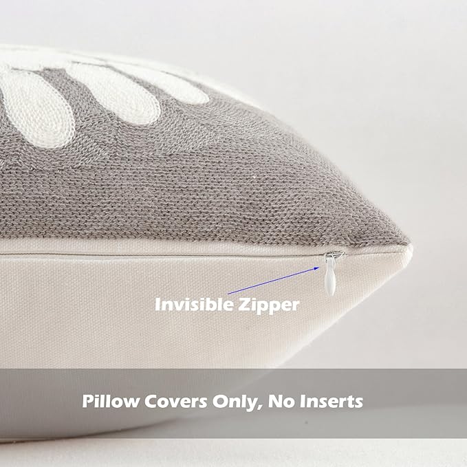 HWY 50 Grey Gray Decorative Throw Pillow Covers 18x18 Inch (1 Piece), Modern Embroidered Cotton Farmhouse Cushion Cover Pillow Case for Couch Living Room Bed Sofa, Sunflower-Ruum Studio Home