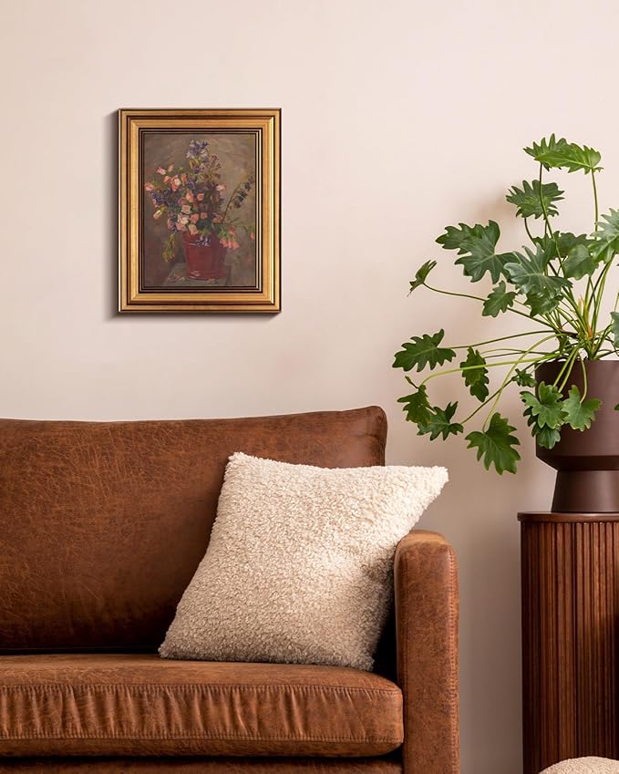 HUARCEY Gold Framed Vintage Wall Art for Living Room, Flower Painting Canvas Prints Shelf Decor for Kitchen, Aesthetic Room Decor Bedroom Wall Art, Floral Artwork for Friends or Family 8"x10"-Ruum Studio Home