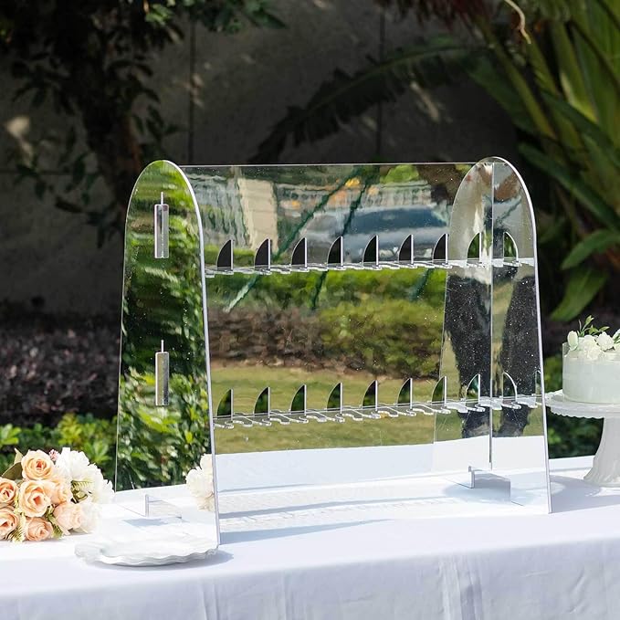 Tableclothsfactory Silver Mirror Finish 2-Tier Wine Glass Stemware Rack, 18 Champagne Flute Holder Foam Board Stand - 25"-Ruum Studio Home