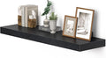 Single Floating Shelves 36 inch Long, Large 10 in Deep Wall Shelves Heavy Duty 70 lbs for Bedroom, Bathroom, Living Room, Kitchen, Office, Modern Shelf Home Decor, Set of 1, Black-Ruum Studio Home