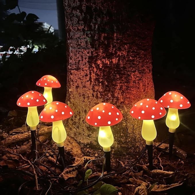 8-Pack Red Solar Mushroom Lamp, 8 Modes, Outdoor Waterproof, for Garden Decor, Christmas, Halloween, Yard, Lawn-Ruum Studio Home