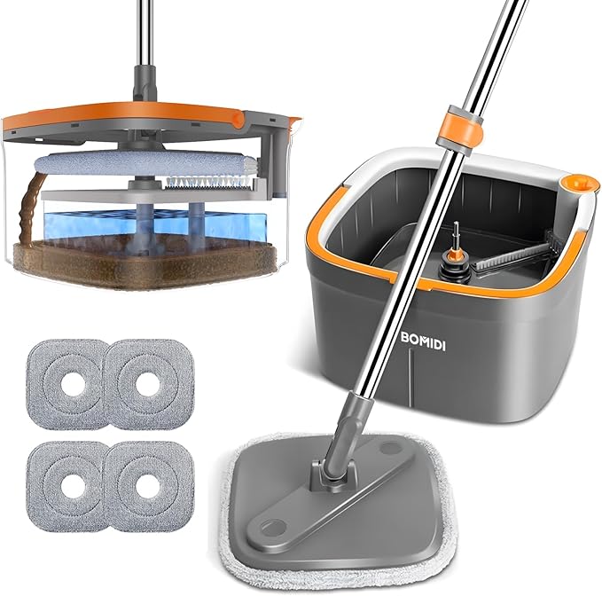 Mop and Bucket Set, Spin Mop with Separate Dirty Water System, Deep-Cleaning Mops for Floors, Versatile Mops for Walls-Ruum Studio Home