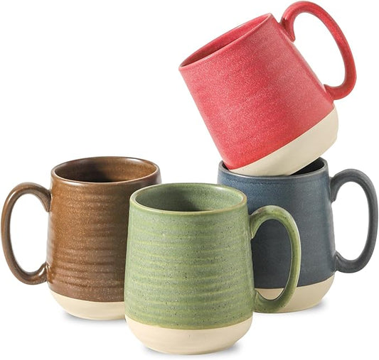 Hasense Coffee Mugs Set of 4, 15 oz Large Porcelain Mugs with Handle for Women Men, Colorful Christmas Coffee Cups for Latte, Tea, Cappuccino, Microwave & Dishwasher Safe-Ruum Studio Home