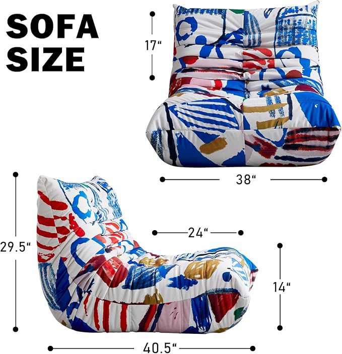 Bean Bag Chair, Fireside Chair Bean Bag Sofa Large Bean Bag Chair for Adults, Bean Bag Chairs for Teens with High Density Comfortable Foam, Memory Foam Bean Bag for Living Room, Bedroom (Multicolor)-Ruum Studio Home