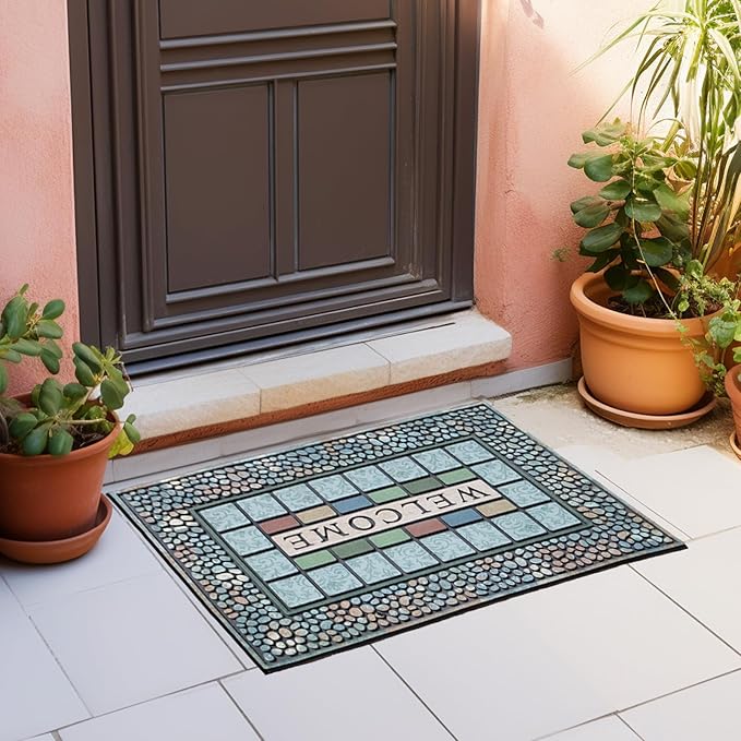 CHICHIC Rectangle Entrance Door Mat Large 24 x 36 Inch Entry Way High Traffic Area Doormat Front Door Rugs Outdoors Heavy Duty Welcome Mat, Non Slip Rubber Back Low Profile for Garage-Ruum Studio Home