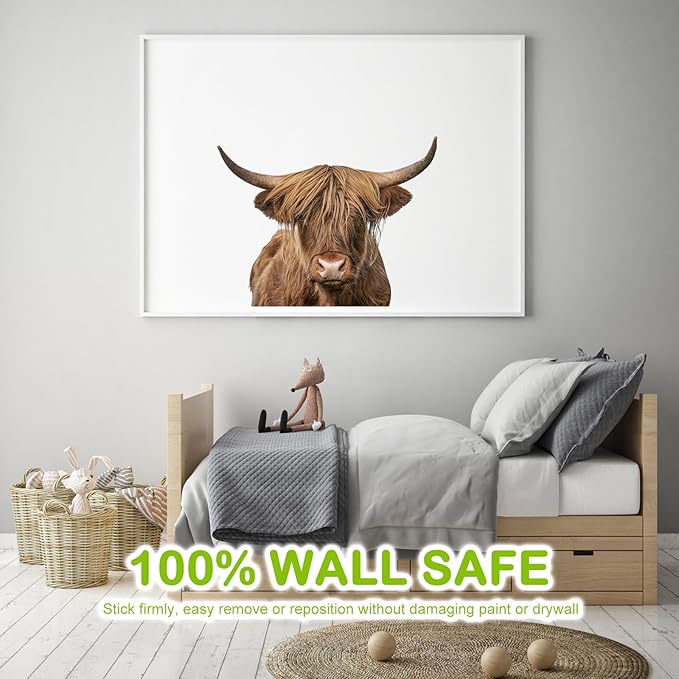 Highland Cow Wall Window Stickers Decor Scottish Cow Wall Decals Peel and Stick Funny Cow Wall Stickers Removable Cool Cow Farmhouse Kitchen Decoration Weird Gifts for Fiends Christmas-Ruum Studio Home