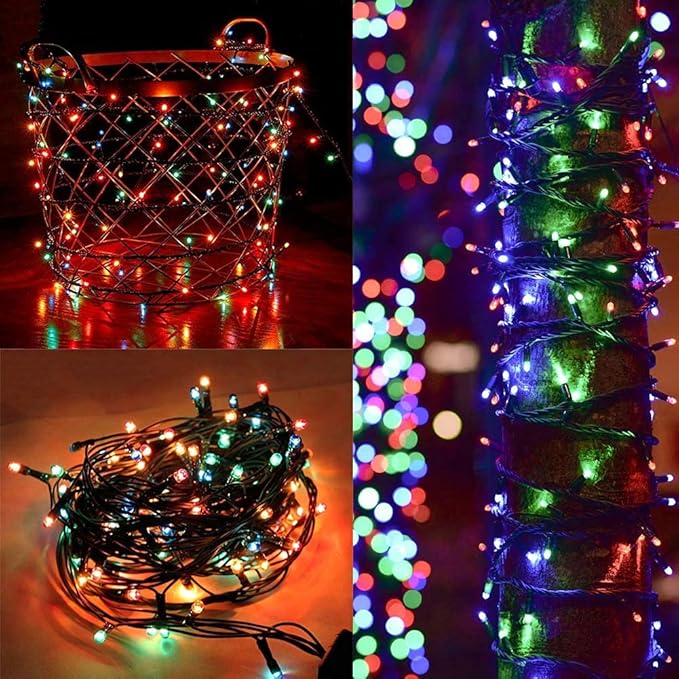 HOME LIGHTING 66ft Christmas Decorative Mini Lights, 200 LED Green Wire Fairy Starry String Lights Plug in, 8 Lighting Modes, for Indoor Outdoor Xmas Tree Wedding Party Decoration (Multicolor)-Ruum Studio Home
