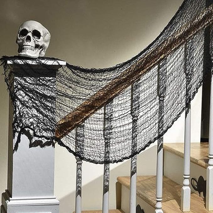 Biubee 5Pcs Halloween Black Creepy Cloth - Spooky Gauze Fabric Cloth for Haunted Horror House Halloween Party Doorway Outdoors Decoration (30" × 72")-Ruum Studio Home