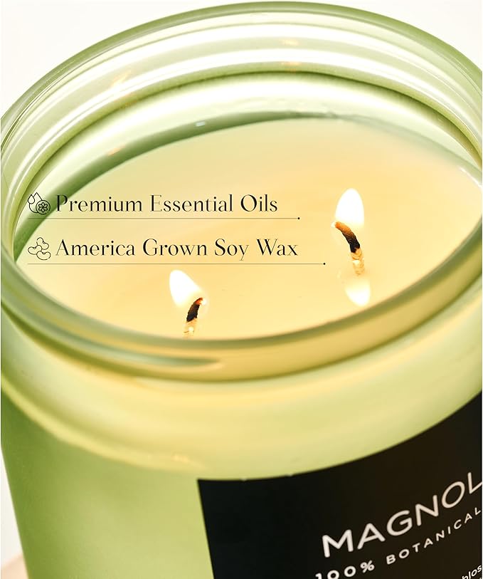 M&SENSE Magnolia Jasmine Spring Scented Candle, 11.6oz 70 Hours Long Lasting Clean Non Toxic All Natural Soy Wax Candle for Relaxing & Stress Relief, 2 Wick Romantic Fragrance Gifts for Home Decor-Ruum Studio Home