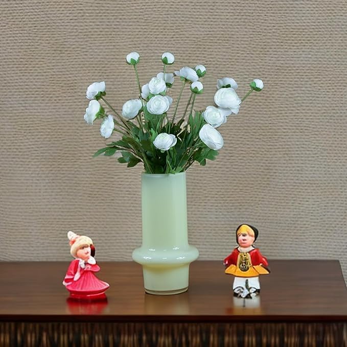 Silk Ranunculus Flowers 23.6 Inch Tall-5 Stems Artificial Buttercup Flowers for Wedding Bouquets, Centerpieces,Home Decor,Floral Arrangements (White,UV Resistant)-Ruum Studio Home