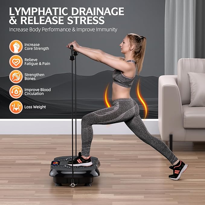 Vibration Plate Exercise Machine, Lymphatic Drainage Machine for Weight Loss, Full Body Workout Vibrate Fitness Platform, Helps Toning Shaping Wellness Home Gyms Workout - Max User Weight 330lbs-Ruum Studio Home
