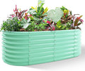 Land Guard 24“ Tall 4×2ft Galvanized Raised Garden Bed Kit, Galvanized Planter Garden Boxes Outdoor, Oval Large Metal Raised Garden Bed for Vegetables (Lime Green, 4×2×2ft)-Ruum Studio Home