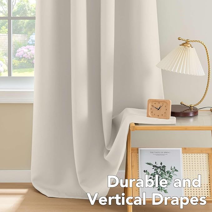H.VERSAILTEX Room Darkening Curtains for Living Room Light Reducing Thermal Insulated Window Treatment Panels/Drapes Grommet Top 2 Panels (Ivory - 52 x 63 Inches)-Ruum Studio Home