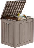 37 Gallon Deck Box Large Outdoor Storage for Patio Furniture,Outdoor Cushions,Garden Tools and Pool Supplies,Waterproof,Resin,Lockable(Grey)-Ruum Studio Home
