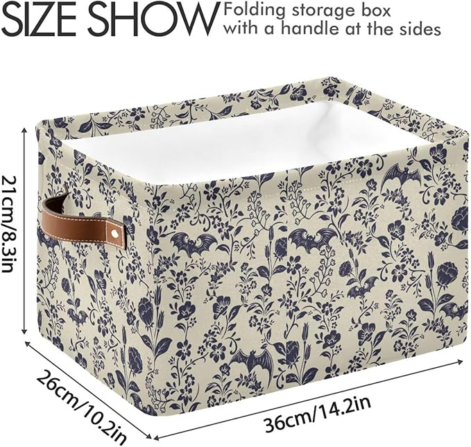 Storage Basket Bin Goth Bats Organizer Collapsible Shelf Basket Cube with Handle for Nursery Bedroom Bathroom-Ruum Studio Home