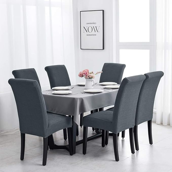 Joccun Chair Covers for Dining Room Set of 4, Dining Chair Slipcovers Stretch Dining Room Chair Covers Seat Protector,Washable Parsons Chair Cover for Home,Hotel,Banquet(Gray,4 Pack)-Ruum Studio Home