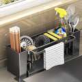 Utensil Holder, 3 Compartments Utensil Drying Rack, Dish Drainer for Kitchen Counter,Kitchen Utensils Holder with Towel Bar,Self-Draining Tray Design(Gray)-Ruum Studio Home