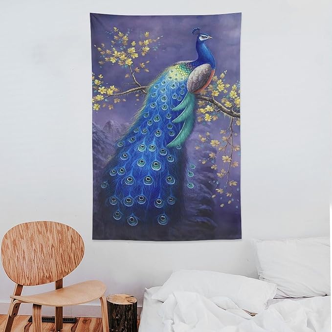 yowecso Peacock Tapestry - Purple Peacock Wall Hanging for Bedroom, Living Room & Dorm - 40"x60"-Ruum Studio Home