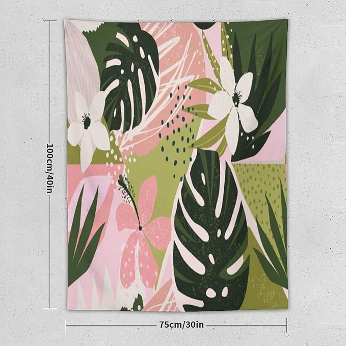 ICMOLYYENLO Tropical Green Plant Tapestry, Green Palm Leaves Natural Landscape Print Wall Tapestry for Bedroom Living Room Dormitory 60x80 Inch-Ruum Studio Home