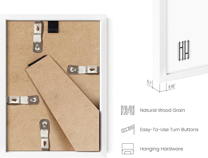HAUS AND HUES 4x6 White Metal Picture Frames - White 4X6 Photo Frames - Features Premium Aluminum, Vertical Hanging, Easel Back for Tabletop, Home, Office (4x6 in, White, Set of 6)-Ruum Studio Home