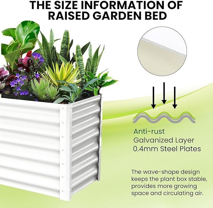 Large Outdoor Planter Boxes Kit Set of 2,6x3x2ft Galvanized Raised Bed Planter with Open-Ended Base Design, Elevated for Outdoor Plants, Durable Raised Bed for Gardening,Green-Ruum Studio Home