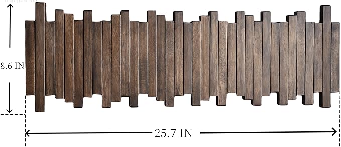 Natural Wood Wall Mounted Piano Coat Rack| Coat Rack Wall Mount| Flip Down Wall Hook Rack 7 Hooks| Entryway Wall Art Hook,Made of Acacia Wood (Wood Wax Oil Dyed Walnut Color).Wall Art-Ruum Studio Home