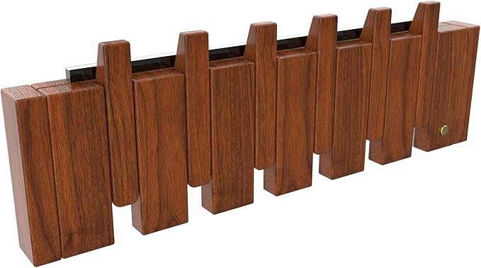 Wall Mounted Piano Key Hanger | Flip Style Hook | Entrance Wall Art Hook, Made of Oak Wood (3 Times Painted, 4 Times Polished) (LED Walnut, 6Hooks)-Ruum Studio Home