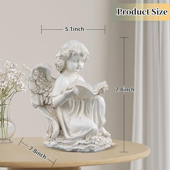 Garden Angel Statues for Outside, Solar Angel for Garden with Bible & Cemetery Decorations for Grave, Angel Figurines for Yard Patio Decor & Lawn Ornaments, Gifts for Mom Grandma Women-Ruum Studio Home