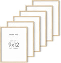 HAUS AND HUES Set of 6 9 X 12 Picture Frame - 9x12 Frame Collage Picture Frames for Wall, 9x12 Picture Frame Sets Wooden Frames, 12x9 Picture Frames in Bulk Wooden Picture Frames (Beige Oak Frame)-Ruum Studio Home