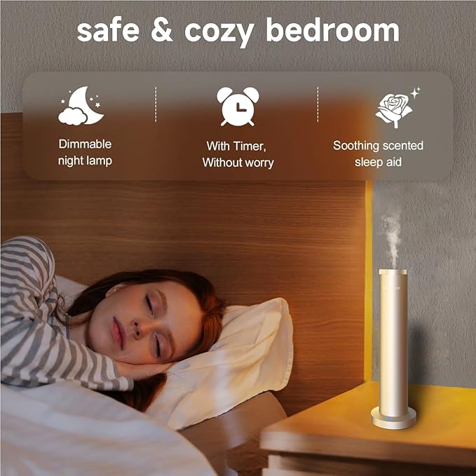 Wireless Essential Oil Diffuser: Smart Anti-Tip Aroma Diffuser with 3 Mist Modes, 1200 sq ft Coverage, Bluetooth Remote Control, Timer, Quiet Metal Body for Hotel Office Bedroom Large Home-Ruum Studio Home