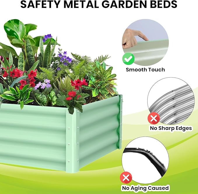 6x3x1ft Large Outdoor Planter Boxes Kit Set of 2, Galvanized Raised Bed Planter with Open-Ended Base Design, Elevated for Outdoor Plants, Durable Raised Bed for Gardening,Green-Ruum Studio Home