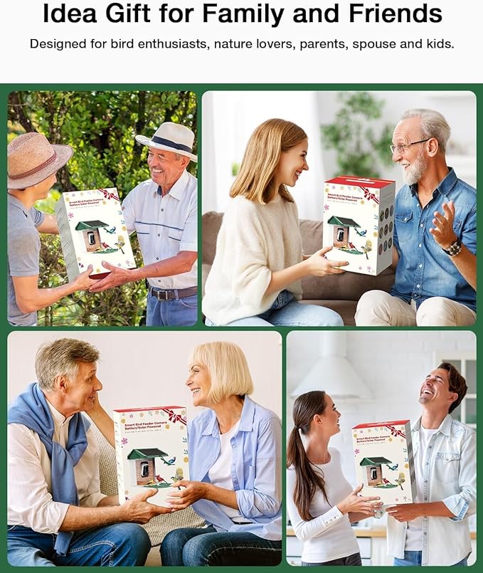 Bird Feeder with Camera-2K Live Video, Solar-Powered, Smart AI Identify Birds, 2L Food Capacity, Arrived Alerts, Bird Videos Storage, Mini Hummingbird Feeder for Watching Birds Outdoor-Ruum Studio Home