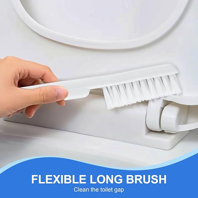 Toilet Brush and Plunger, 3 in 1 Toilet Bowl Brush and Holder with Crevice Cleaning Brush Wall Mounted Household Bathroom Cleaning Tools Combo Set(White-Gray)-Ruum Studio Home