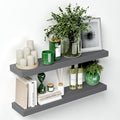 Homeforia Gray Floating Shelves for Wall, Premium Solid Wood Grey Shelf, Grey Bathroom Shelves, Heavy Duty Bracket, 30 x 6.5 x 1.75 inch, Set of 2-Ruum Studio Home
