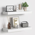 Fun Memories Floating Shelves - 16 Inch Rustic White Wall Shelf - Wall Mounted Shelves for Wall Decor Storage - Wooden Shelves with Invisible Brackets for Living Room, Bedroom, Kitchen, 2 Pack-Ruum Studio Home