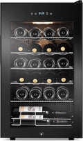 24 Bottles Wine Cooler Refrigerator, Small Wine Fridge Mini Wine Fridge Countertop with Glass Door Wine Cellars for Red Wine, Champagne, Dry White Wine, Sparkling Wines-Ruum Studio Home