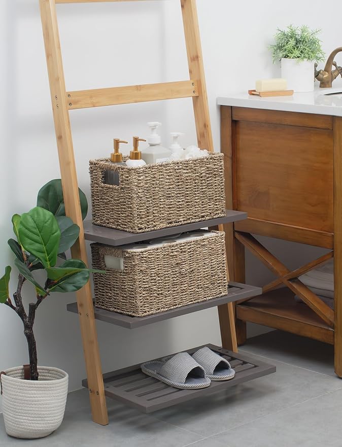 StorageWorks Wicker Storage Basket for Organizing, Medium Seagrass Storage Baskets with Built-in Handles for Pantry, Shelves,2-Pack-Ruum Studio Home