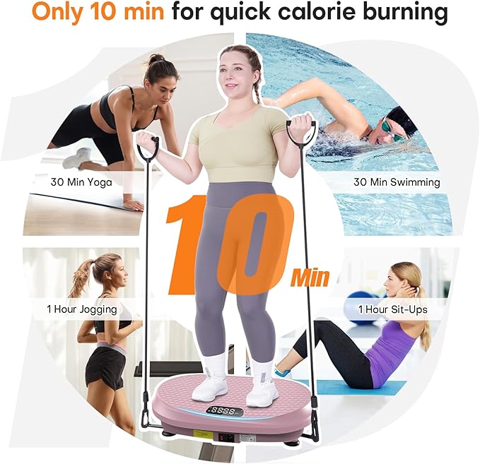 Curved Vibration Plate Exercise Machine, Vibrating Plate 400 lbs Capacity with 9 Auto Modes and 120 Adjustable Speeds, Large LED Display, Touch and Remote Control, Vibration Platform for Home-Ruum Studio Home