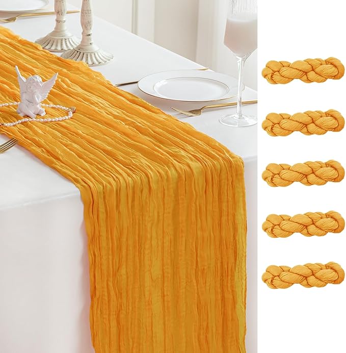 Sioloc Yellow Cheesecloth Table Runner Fall Autumn Decor for Home 10ft Table Cloth for Wedding Birthday Party Halloween Thanksgiving Decorations-Ruum Studio Home