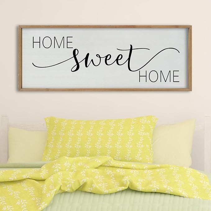 SRSZHIYUE Home Sweet Home Sign 40"x15" for Farmhouse Rustic Large Family Living Room Over Couch Modern Horizontal Wall Decor, Wood Framed Plaques Art Decorative (Wood)-Ruum Studio Home