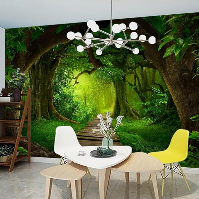 FENDROM Nature Forest Tree Cave Tapestry Wall Hanging Landscape Stream Through Green Rainforest Tapestries Jungle Creek Psychedelic Wall Blanket for Living Room-Ruum Studio Home