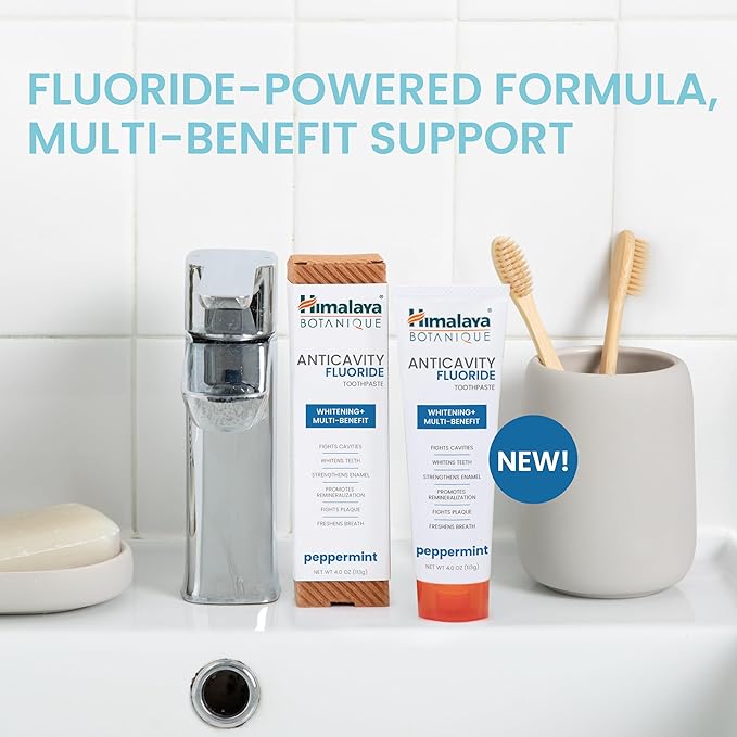 Himalaya Botanique Anticavity Fluoride Toothpaste, Fluoride with Multi-Benefit Support, Fights Cavities, Strengthens Enamel, Promotes Remineralization, Peppermint Flavor, 4 oz-Ruum Studio Home