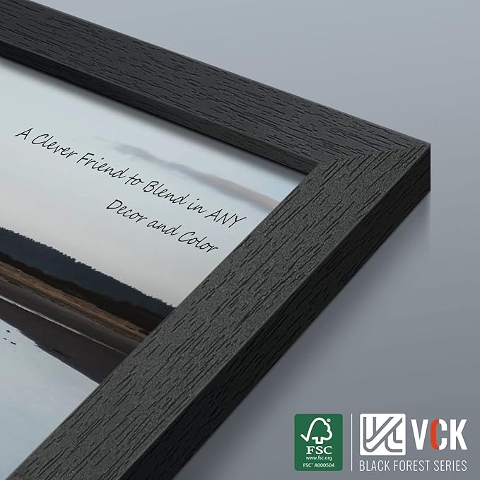 VCK 27x40 Solid Wood Poster Frames Set of 3, Exclusive Woodgrain Black Picture Frame, Wall Mounting Hanging-Ruum Studio Home