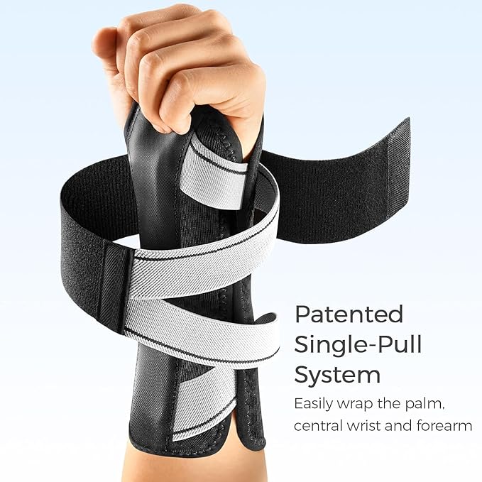 FREETOO Carpal Tunnel Wrist Brace Night Support Fit Right Hand for Work, Pain Relief Wrist Splint for Tendonitis, Arthritis, Sprain, Fit Women and Men, Wrist Immobilizer for Sleeping (XS, Black/Grey)-Ruum Studio Home
