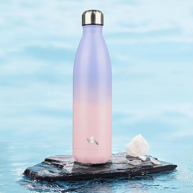 Insulated Water Bottles,25 oz Double Wall Stainless Steel Vacumm Metal Flask for Sports Travel,Pastel Sunset-Ruum Studio Home