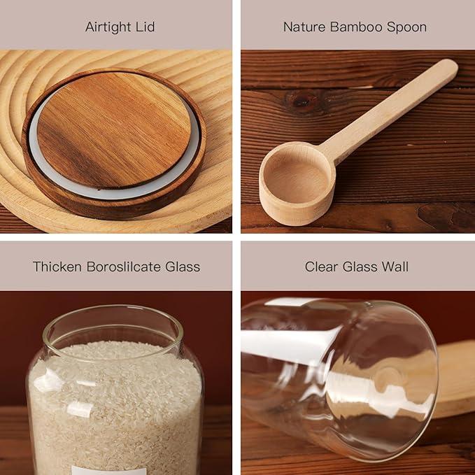 2 PCS Large Glass Jar with Airtight Lid, Glass Food Storage Jars for Tea,Spice,Cereal, Egg,Flour,Coffee and More(1 gallon/4000 ml)-Ruum Studio Home