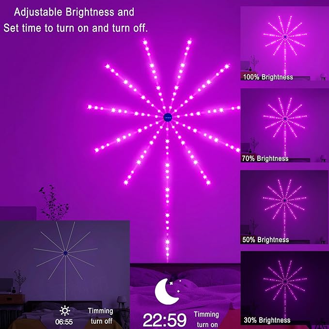 Smart Firework LED Lights Indoor, Music Sync LED Firework Lights with Firework Launch Effect, App and Remote Control, 11pcs LED Strip Lights with RGB Color Changing for Room, Festival Decor-Ruum Studio Home