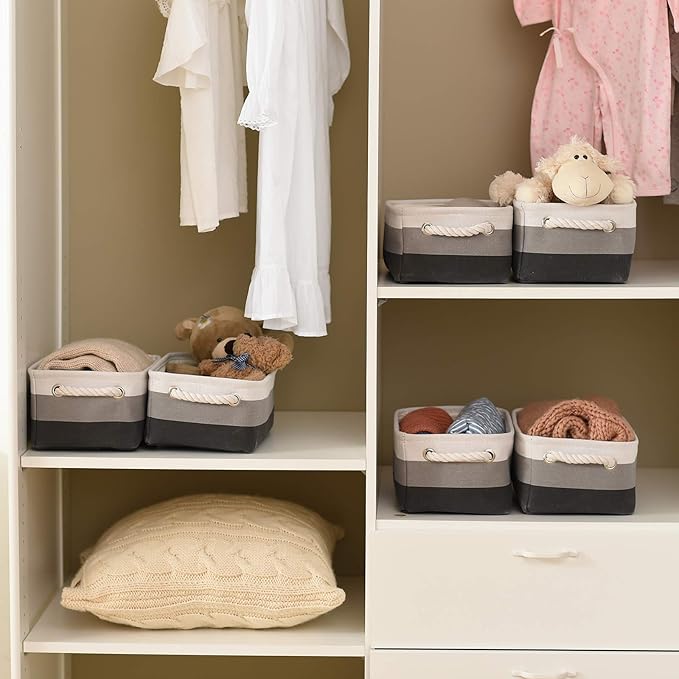 Small Storage Baskets for Shelves,Fabric Storage Baskets for Closet,Rectangular Collapsible Baskets for organizing Clothes,Books,Gifts-Ruum Studio Home