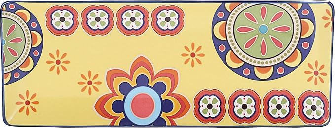 Bico Tunisian Ceramic 14 inch Rectangular Serving Platter, Set of 2, for Serving Salad, Pasta, Cheese, Ham, Appetizer, Microwave & Dishwasher Safe-Ruum Studio Home